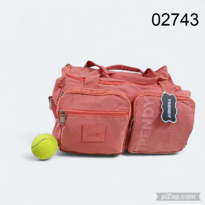 Imagen de BOLSO TRENDY C/4 BOLSILLOS LILA/CORAL/NEGRO 10.25
